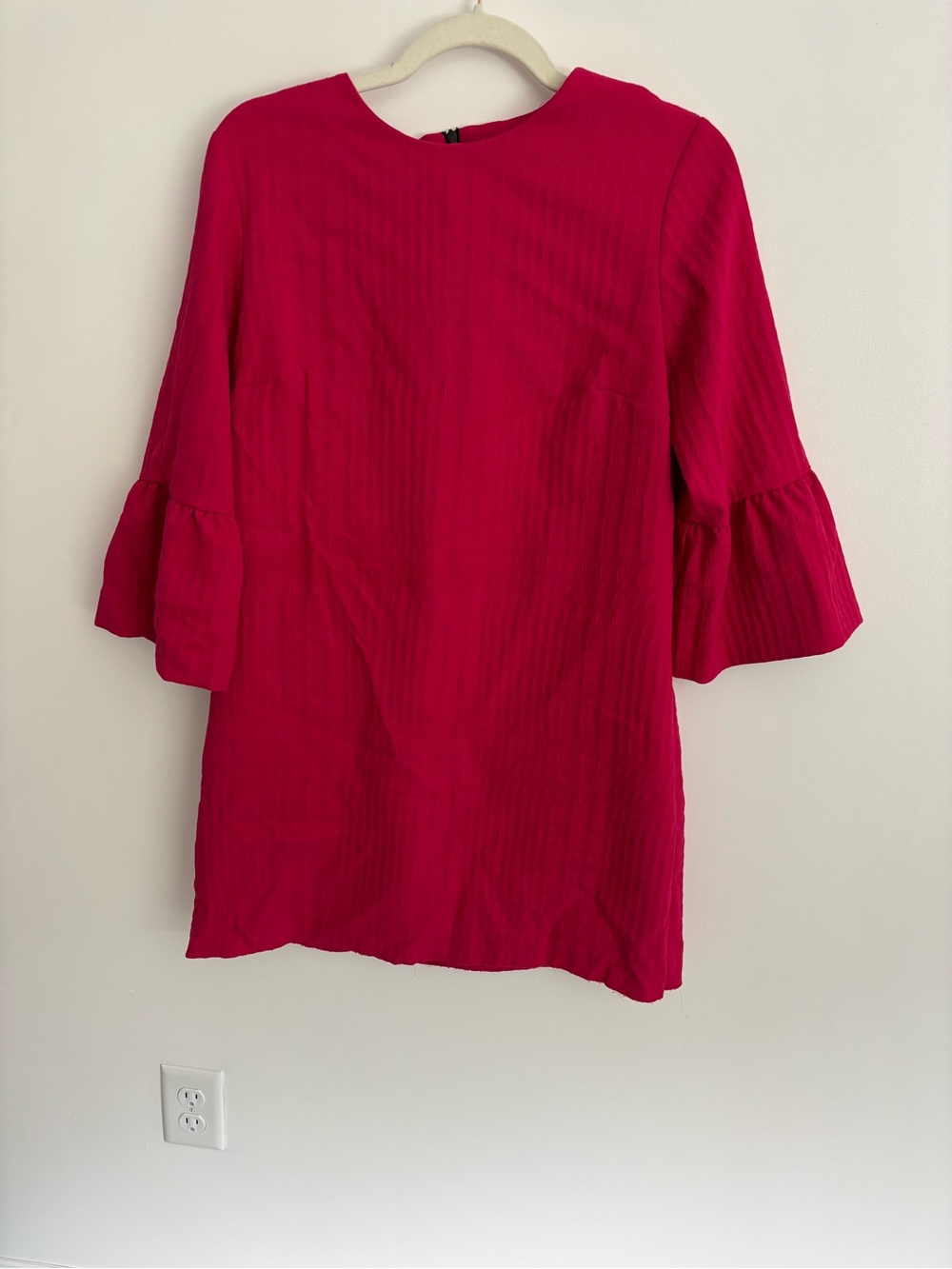 Zara Hot Pink Mini Dress with Ruffle Sleeves